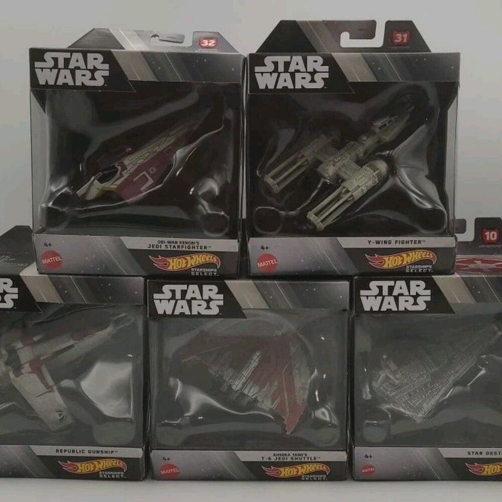 Hot Wheels Star Wars Starships Select Lot Of 5 Ahsoka Tano T-6 Y-Wing Fighter